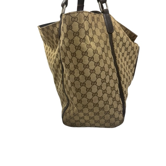 GUCCI GG Supreme Canvas Extra Large Tote Vintage Leather Trim Italy - Picture 5 of 13